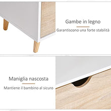 homcom Mobiletto Porta TV in Legno con Design Moderno, 2 Cassetti e 2 Ripiani, Bianco e Color Legno, 99x39x58cm