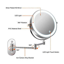 JXING Specchio per Trucco Specchio Ingranditore LED 1x / 10x Specchio da Barba Regolabile per Bagno, Specchio per Toeletta, Specchio da Bagno a Parete Specchietto da Trucco Ingrandimento