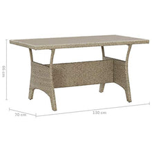 Tidyard Tavolo Rettangolare da Esterno,Tavolo da Giardino in Polyrattan,Tavolo da Pranzo,130x70x66 cm,Grigio/Nero