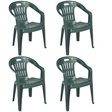 Sedia Verde con Braccioli | 4 Pezzi | Poltroncina in Plastica Impilabile da Giardino Garden Bar Interno Esterno Campeggio Balcone Pizzeria