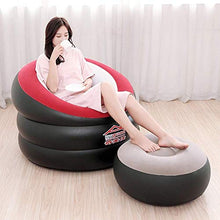 Divano Gonfiabile Per Sedie Con Ottomana, Divano Per Sedili Portatile Per Esterno Da Gioco Per Lettino Campeggio Per Esterni Da Campeggio Giardino Tessuto Floccato Singolo ( colore : With footstool )