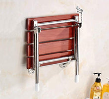 XD Sgabello da Bagno Bagno Sedia Pieghevole Sgabello da Doccia Sgabello da Parete Sedia da Bagno Cambusa Sgabello con Seduta in Legno e Gambe in Acciaio Inox