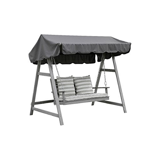 greemotion Dondolo da giardino 2 posti modello “Maui”, panca dondolo giardino con tetto, struttura in legno di acacia, ca. 200 x 180 x 120 cm