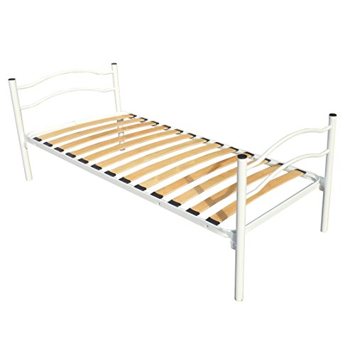 DOLCI SOGNI Rete Letto Singolo 80x190, Bianco, Rapido Montaggio, Letto Ferro Battuto con Rete a Doghe, Letto con Testiera e Pediera, Altezza 35 cm, Letto Singolo 100% Made in Italy