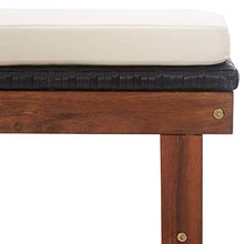 Tidyard Sdraio con Cuscino Polyrattan e Legno Massello di Acacia Nera, Sedie da Giardino, Sedie da Giardino in Legno 200 x 55 x 56 cm