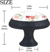 Rosa rossa motivo floreale rosa Pomelli per Porta Set di 4 Pomelli per Mobili Manopole per Cassetti Cucina Armadio Vetro