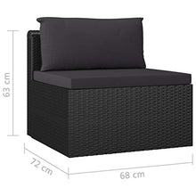 Tidyard Set 7 pz Divani da Giardino con Cuscini in Polyrattan Nero,Divano Modulare,Divano in Rattan,Divano da Salotto,Divani da Salotto