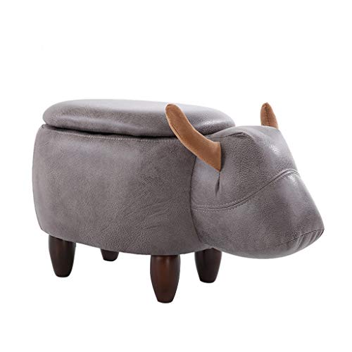 PAN&PAN Stoccaggio ottomano, Pelle Creativa PU Bagagli Sgabello Cow Forma ottomano Resto del Piede Stool Accent Mobili for la casa, Il 25,6 X13.8 X16.5in (Color : Grigio)