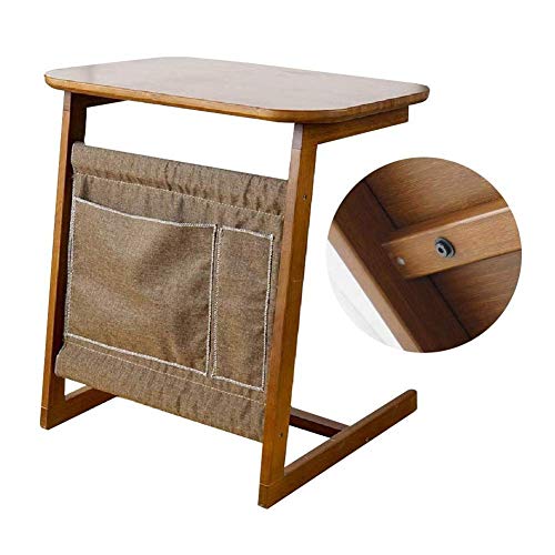 FGDSA Struttura del Comodino del Divano in bambù, Tavolo Portatile per Laptop con Custodia in Tessuto Non Tessuto, Comodino Senza Spazio