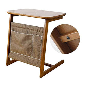 FGDSA Struttura del Comodino del Divano in bambù, Tavolo Portatile per Laptop con Custodia in Tessuto Non Tessuto, Comodino Senza Spazio