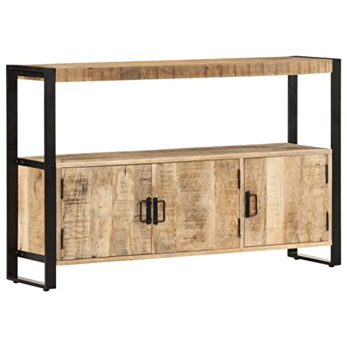 vidaXL Armadietto con 3 Ante e 1 Scomparto Robusto Rustico Lucidato Mobile Basso Credenza Arredamento 120x30x75 cm Legno Massello di Mango