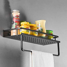 AINIYF Bagno Bagno Doccia Mensola Organizzatore Parete Punch Spazio Libero in Alluminio rettangolo igienici 1/2 Livello Torre Hanger Hook Up di Scarico, Nero