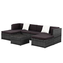 IKAYAA 7pcs Ammortizzata Esterna Divano Mobili da Giardino Patio Set Ottomano Angolo Divano Componibile in Vimini Mobili in Rattan TUV Test Report
