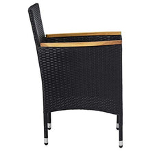 vidaXL 2X Sedie da Pranzo per Giardino con Cuscino Foderato e Braccioli Robuste Moderne Arredi Esterni Seggiole Poltroncine in Polyrattan Nero