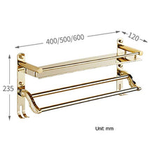 Portasciugamani Mensola in Oro in Stile Europeo Bagno in Acciaio Inox 304 Mensola portasciugamani Multifunzione a Doppio Strato monostrato (Size : 40cm)