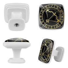 Set di 4 maniglie rotonde per armadio da cucina, credenza, cassettiera, cassettiera, con viti, per cucina, comò, armadietto, bagno, armadio Zodiaco Sagittario Constellation, nero
