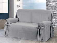 HomeLife - Copridivano a due posti - Elegante Salvadivano 2 posti a Righe - Telo in Cotone per copertura divano, protezione da polvere, macchie e usura Alta Qualità Made in Italy - Grigio