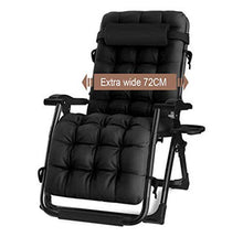 Azyq Cuscino Sedie da Giardino con Sdraio Super Larghe con Portabicchieri e Porta Telefono, Sdraio Pieghevole Reclinabile Zero Gravity Outdoor Chair, Nero