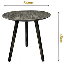 Hogar y Mas Tavolino in Legno Nero e Oro, Mandala, Tavolo Decorativo Originale. Comodino al ø54 cm X 48 cm