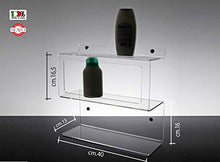 Slato Mensola da bagno a tre ripiani a muro porta oggetti dal design moderno in plexiglass trasparente Momo (40 × 13 × 33 cm)