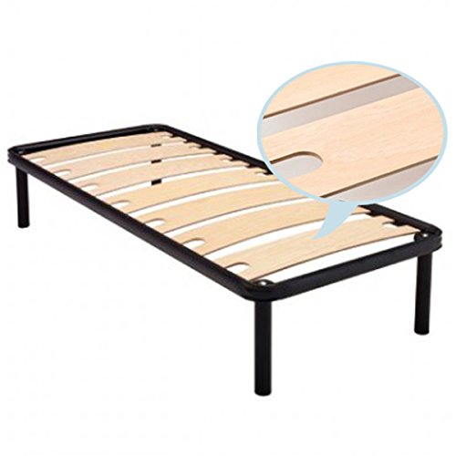 Europrimo Rete A Doghe Larghe in Legno Singola 80x190 Cm Ortopedica Altezza Totale 35 cm con Una Struttura in Ferro ed Angoli arrotondati Anti contusione alle Gambe Completamente Made in Italy