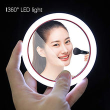 Specchio Cosmetico con Specchio per Trucco da 4 Pollici con Luci, Specchio Cosmetico Professionale da Viaggio, Specchio Tascabile Multifunzione con Base di Ricarica Wireless per iOS E Andriod P (Red)