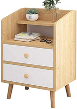 H-CAR Comodino Comodino Open Storage 2 cassetti Gambe in Legno massello Camera da Letto Armadietto Semplice 37X30X60CM Tavolino
