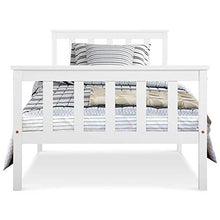 Letto singolo in legno di pino massiccio, con rete a doghe e testiera, 90 x 200 cm, colore: bianco