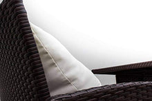 AVANTI TRENDSTORE - Limo - Set di mobili da Giardino/Balcone in Rattan Sintetico di Colore Marrone Scuro con Cuscini Bianchi compresi. Dimensioni Lap 285x82x70 cm