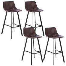 WOLTU Sgabelli da Bar Sgabello Vintage Industriale Sedia Cucina Alta con Schienale Ecopelle Metallo Marrone 4 Pezzi