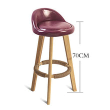 Ljings, comodi cuscini per sedere, sgabello da bar, sgabello da bar per patio, sgabello da cucina moderno con gambe in legno imbottite, altezza 70,1 cm, viola, pelle