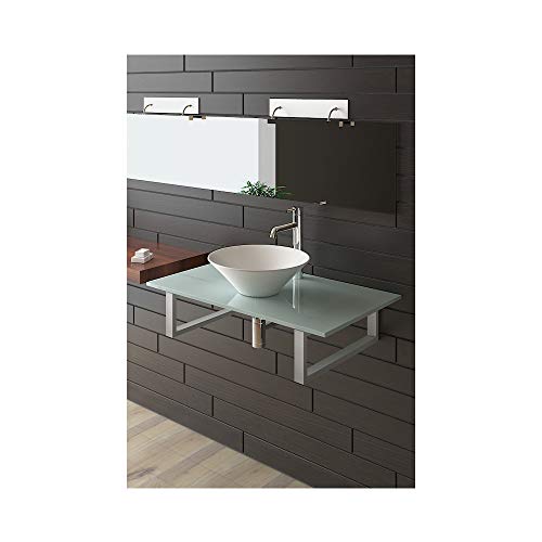 Alpenberger - Mobile da bagno in vetro smerigliato e ceramica, serie 50, lavabo, lavabo in ceramica