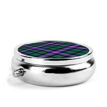 Wilson's Tartan - Mini portapillole in metallo rotondo con dispenser per pillole per borsa da tasca, borsa da viaggio