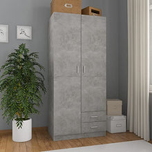 vidaXL Armadio Compatto Elegante Robusto con Cassetti e Asta Arredo Guardaroba Appendiabiti Organizer Casa Grigio Cemento 80x52x180 cm in Truciolato