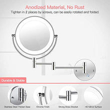 MRJ Specchio Ingranditore con Luce LED, Specchietti da Trucco a Parete Bilaterali, Lente d'Ingrandimento 5X e Specchio Piatto, Cromato in Metallo, EU Plug