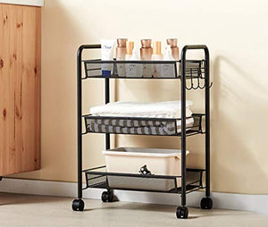 &ripiano di stoccaggio Carrello da cucina, scaffale estraibile da comodino for camera da letto con scaffale for bagno con scaffale a 3 ripiani Scaffale di finitura