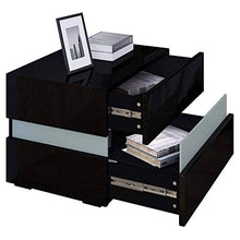Greensen Comodino con illuminazione a LED, mobile porta tablet, comodino comò con 2 cassetti, comodino lucido, comò Flow, 60 x 45 x 39 cm(Nero)