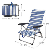 Aktive 62601 – Sedia da spiaggia pieghevole bassa, 5 posizioni, 61 x 50 x 85 cm