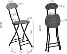 qiuqiu Sedia Vintage Pieghevole con Scale Telescopiche, Sgabello da Bar Pieghevole, Sgabelli in Legno, Sgabello con Schienale, Stabile Come Sedia da Pranzo per Ufficio per Cucina Interna Bagno-Khaki