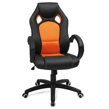 SONGMICS Poltrona Girevole da Ufficio, Direzionale, Ergonomica, Portata Massima 150 kg, Arancione