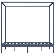 Tidyard Struttura Telaio Letto Giroletto Matrimoniale in Legno Massello di Pino Grugio con Cassetti e Baldacchino 140x200 cm,Letto con Cassetti,Letto con Tetto,Letto con Baldacchino