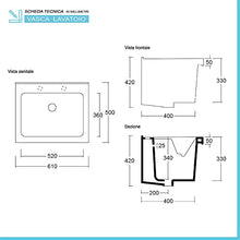 Inbagno Mobile Lavatoio, L.60xP.50xH.86.5, Larice, Vasca in Ceramica con profondità 30 cm