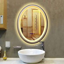 AJH Specchio da Bagno Specchio da Parete Moderno Illuminato a LED con dimmer e luci Funzione antiappannamento a Parete Display della Temperatura del Tempo Specchio di cortesi
