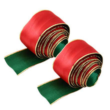 Garneck Confezione da 2 Pezzi Nastro Decorativo Natalizio Nastro di Seta per Decorazioni Natalizie Uso 3 8 cm 15 g (Verde Rosso)