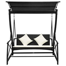 vidaXL Dondolo da Giardino 3 Posti con Baldacchino in Polyrattan Nero