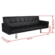 Festnight - Divano Letto Regolabile a 3 Posti in Ecopelle/Pelle Artificiale Bainco/Nero con bracciolo da Salotto/Soggiorno