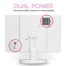 FC Home - Specchio da trucco illuminato a LED, triplo specchio con ingrandimento 5x e 10x, 34 luci naturali dimmerabili, touch screen