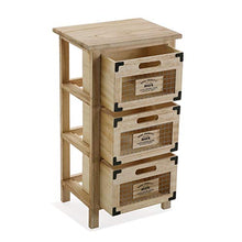 Versa 21520020 Mobile per Bagno o Cucina, con 3 cassetti, in Legno, Naturale, 62 x 25 x 34 cm