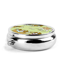 Scatola rotonda per medicina portatile, mini pillole in metallo, dispenser per pillole, borsa da tasca, regalo da viaggio, cane Beagle verde