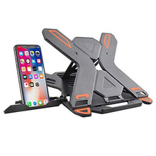 Supporto PC Portatile Ergonomico Regolabile con Supporto Telefono Cellulare, Multi-angolo Supporto PC Portatile Laptop Riser Stand per Telefono Tablet PC Portatile 17 Pollici Scrivania Divano(Nero)